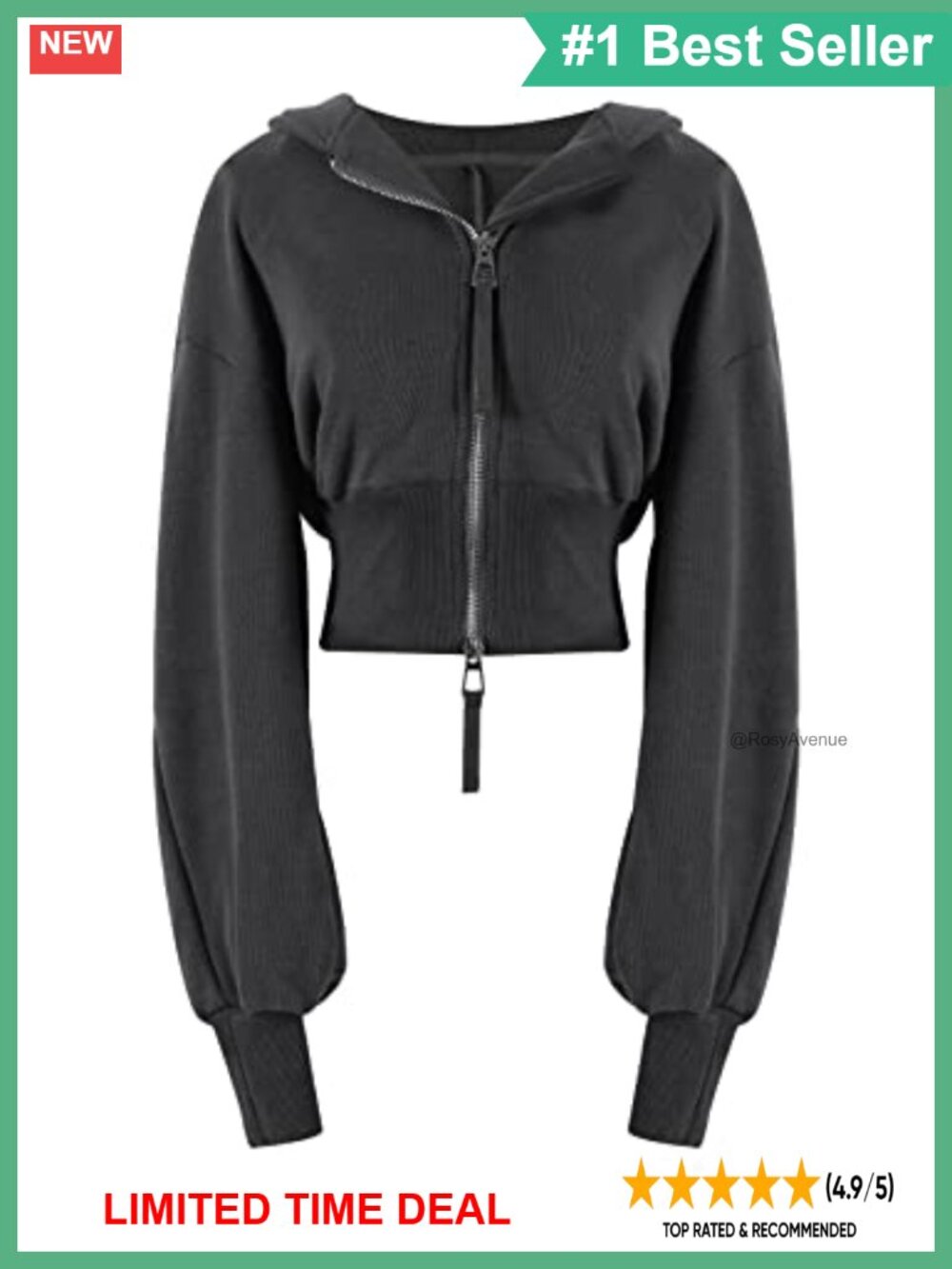 Cropped Zip Up Hoodie Long Sleeve Sweatshirt Casual Workout Crop Top
